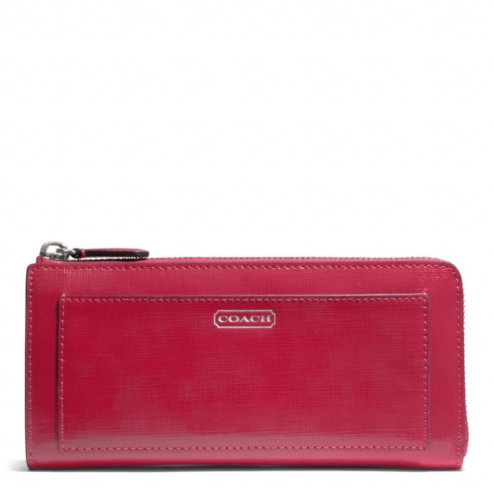 DARCY PATENT LEATHER SLIM ZIP - SILVER/RED - COACH F50438