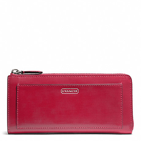 COACH DARCY PATENT LEATHER SLIM ZIP - SILVER/RED - f50438