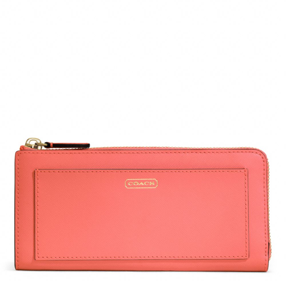 DARCY LEATHER SLIM ZIP - BRASS/CORAL - COACH F50439