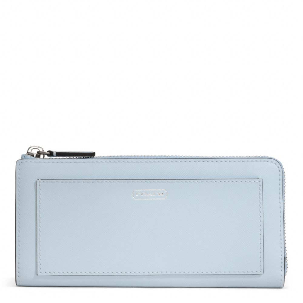 COACH F50439 - DARCY LEATHER SLIM ZIP SILVER/SKY