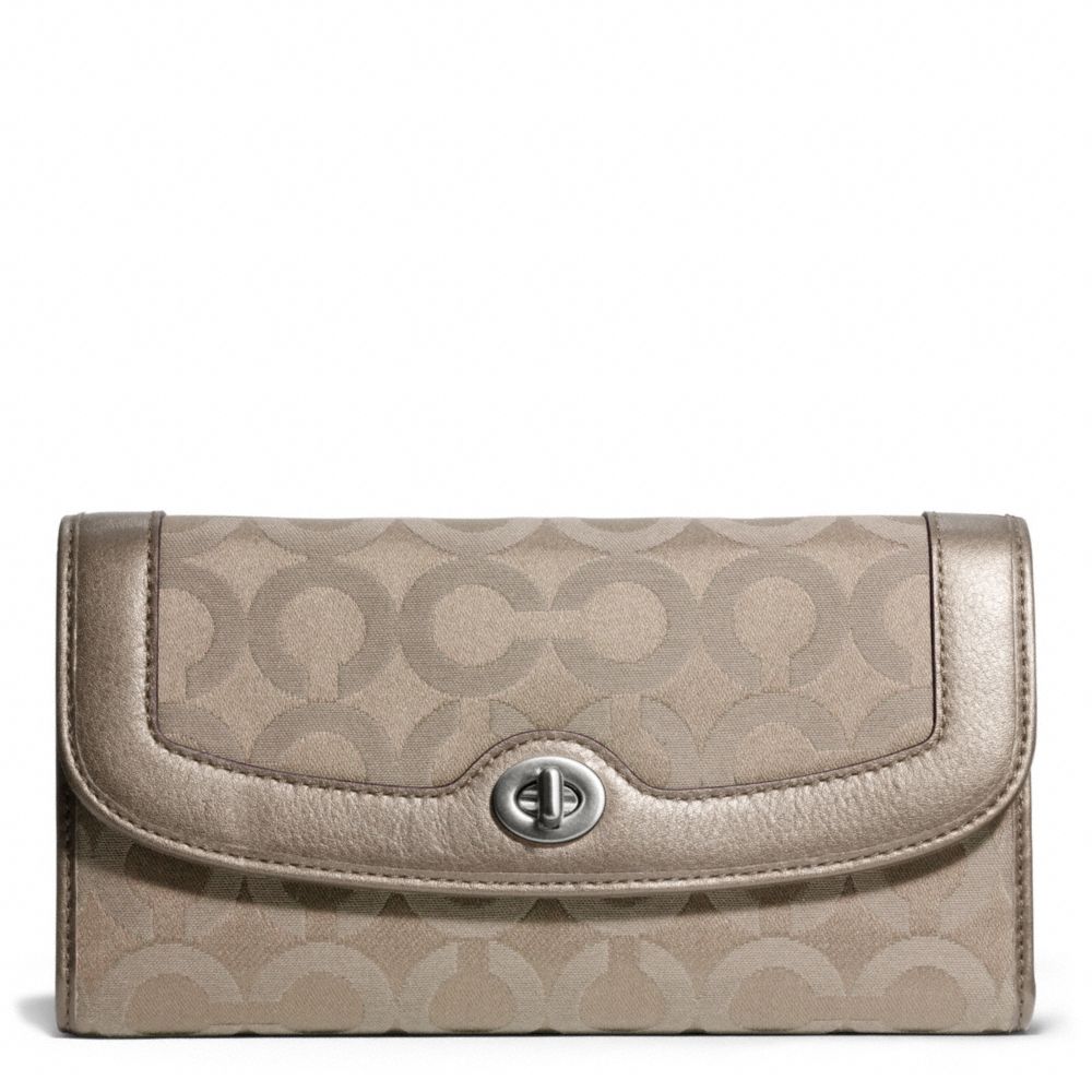 COACH F50447 Taylor Op Art Signature Checkbook Wallet SILVER/FLINT