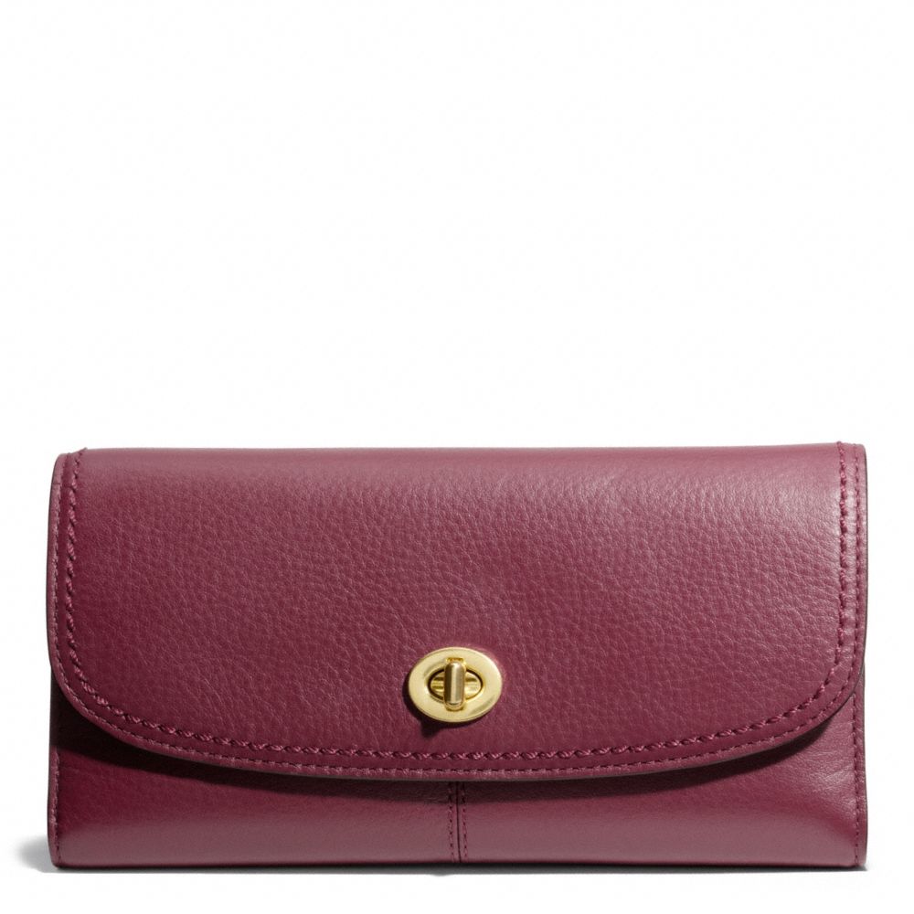 COACH TAYLOR LEATHER CHECKBOOK WALLET - BRASS/BORDEAUX - f50448