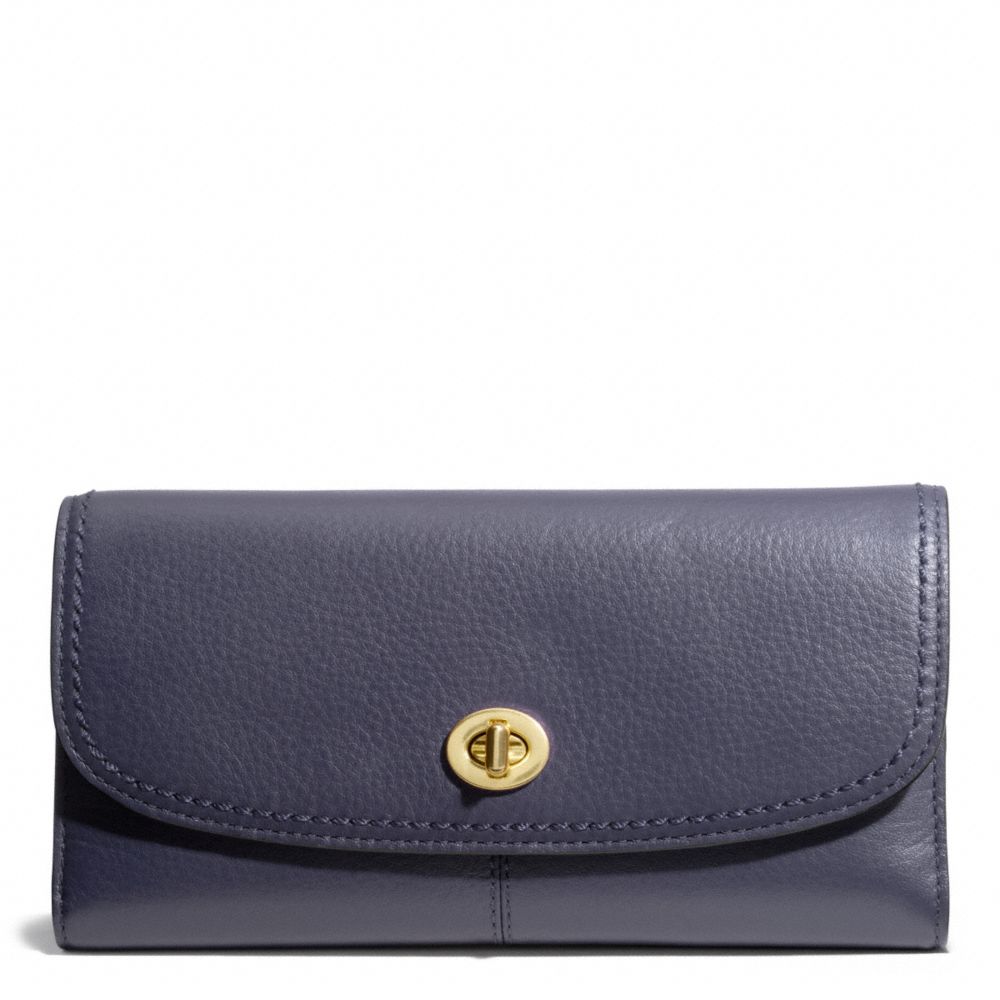 COACH F50448 Taylor Leather Checkbook Wallet BRASS/MIDNIGHT