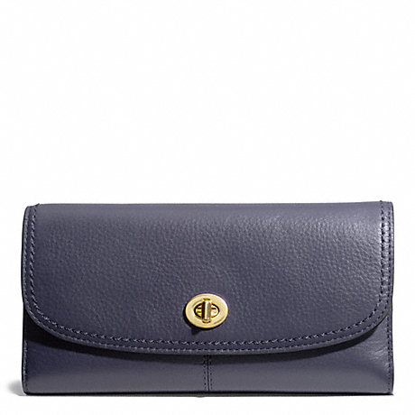 COACH TAYLOR LEATHER CHECKBOOK WALLET - BRASS/MIDNIGHT - f50448