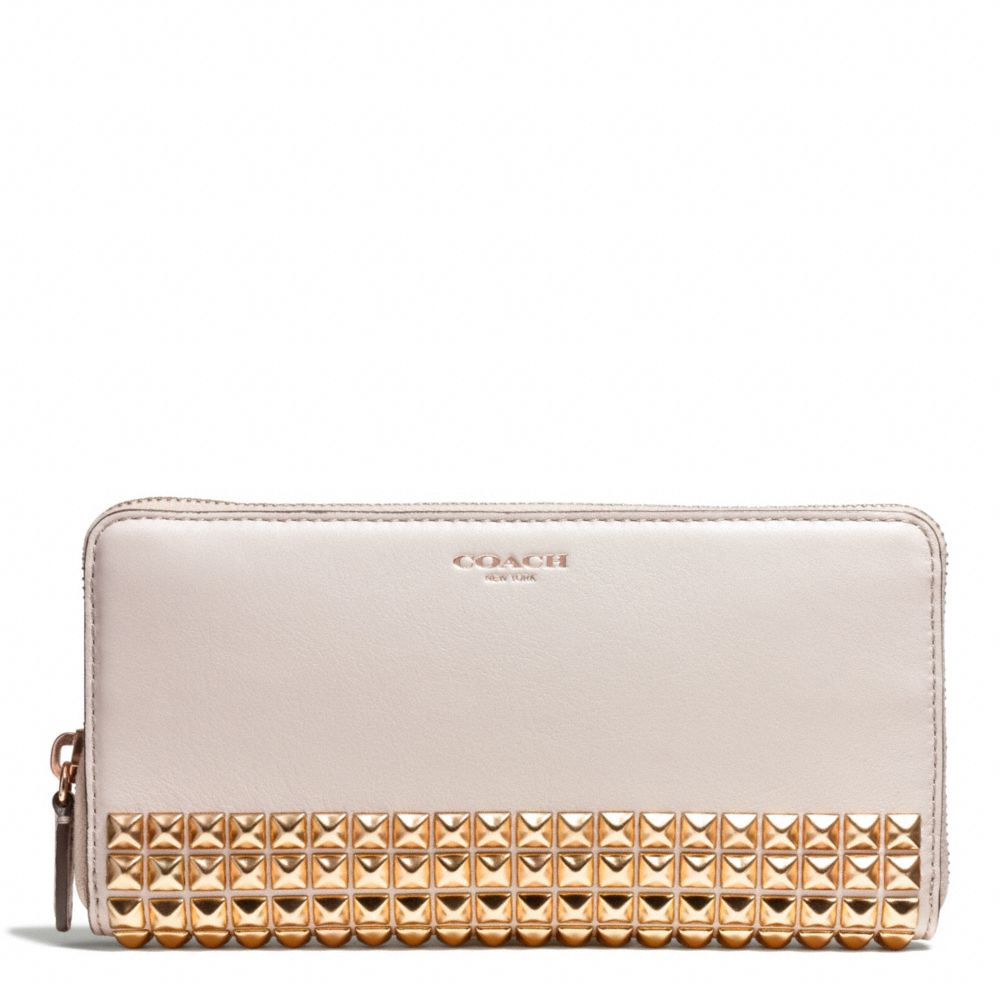 STUDDED LEATHER ACCORDION ZIP WALLET COACH F50467