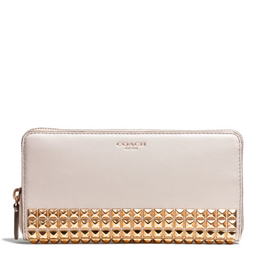 COACH F50467 Studded Leather Accordion Zip Wallet 