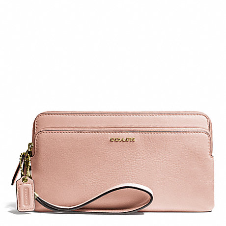 COACH F50468 MADISON LEATHER DOUBLE ZIP WALLET LIGHT-GOLD/PEACH-ROSE