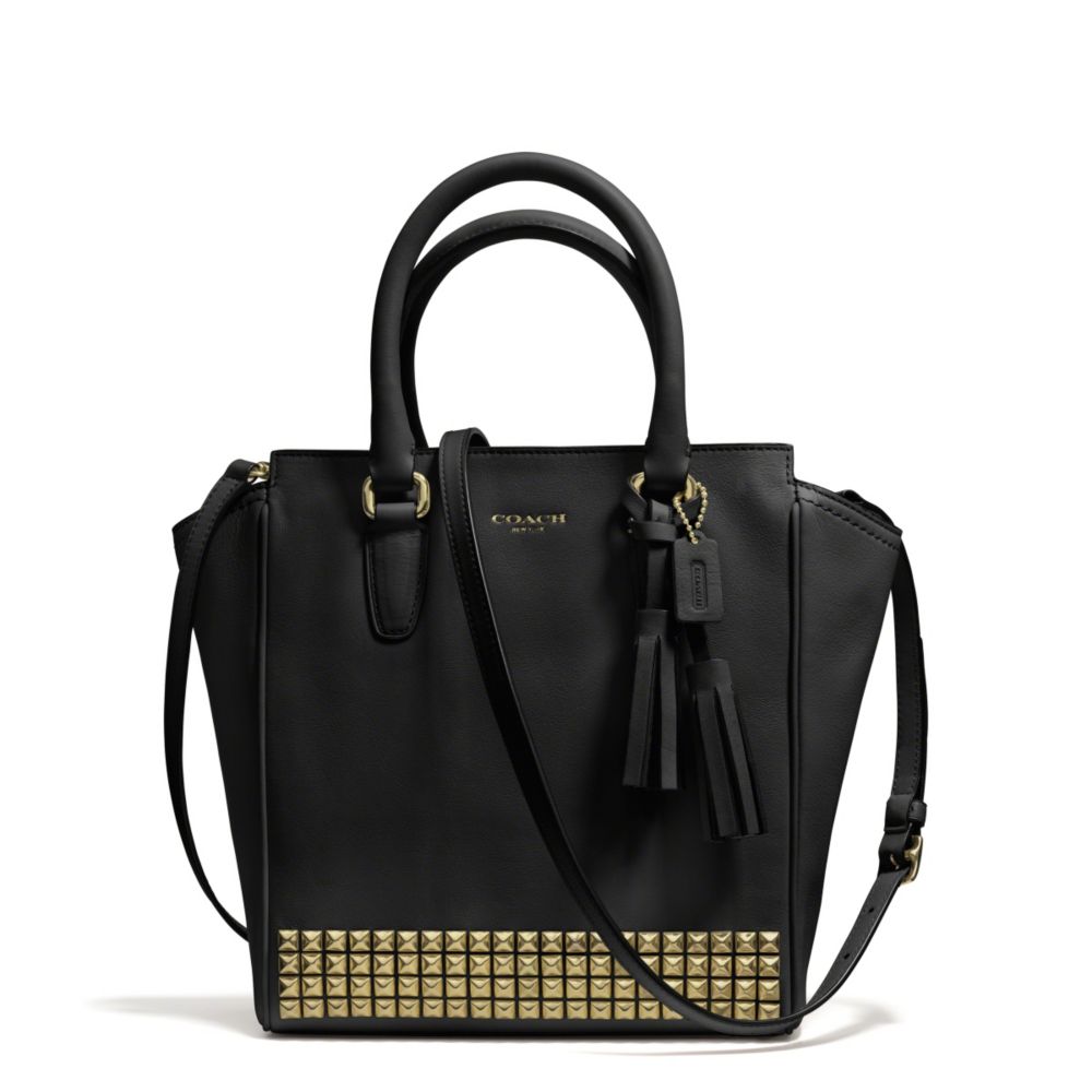 COACH F50470 - STUDDED LEATHER MINI TANNER CROSSBODY AB/BLACK