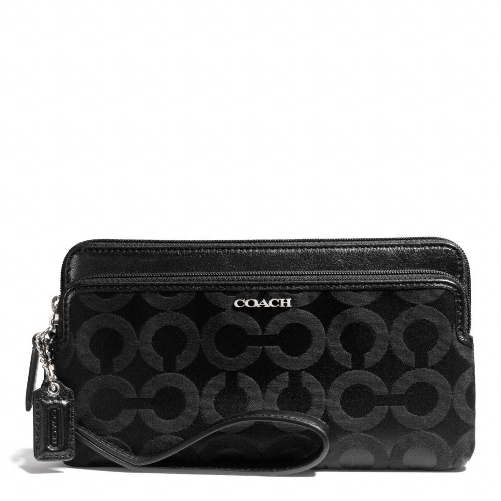 COACH MADISON DOUBLE ZIP WALLET IN OP ART SATEEN FABRIC - ONE COLOR - F50476