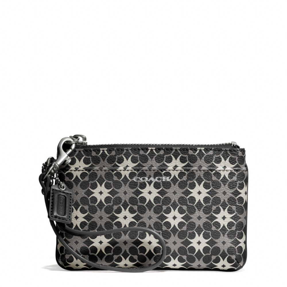 WAVERLY SIGNATURE COATED CANVAS SMALL WRISTLET - f50480 - SILVER/BLACK/WHITE