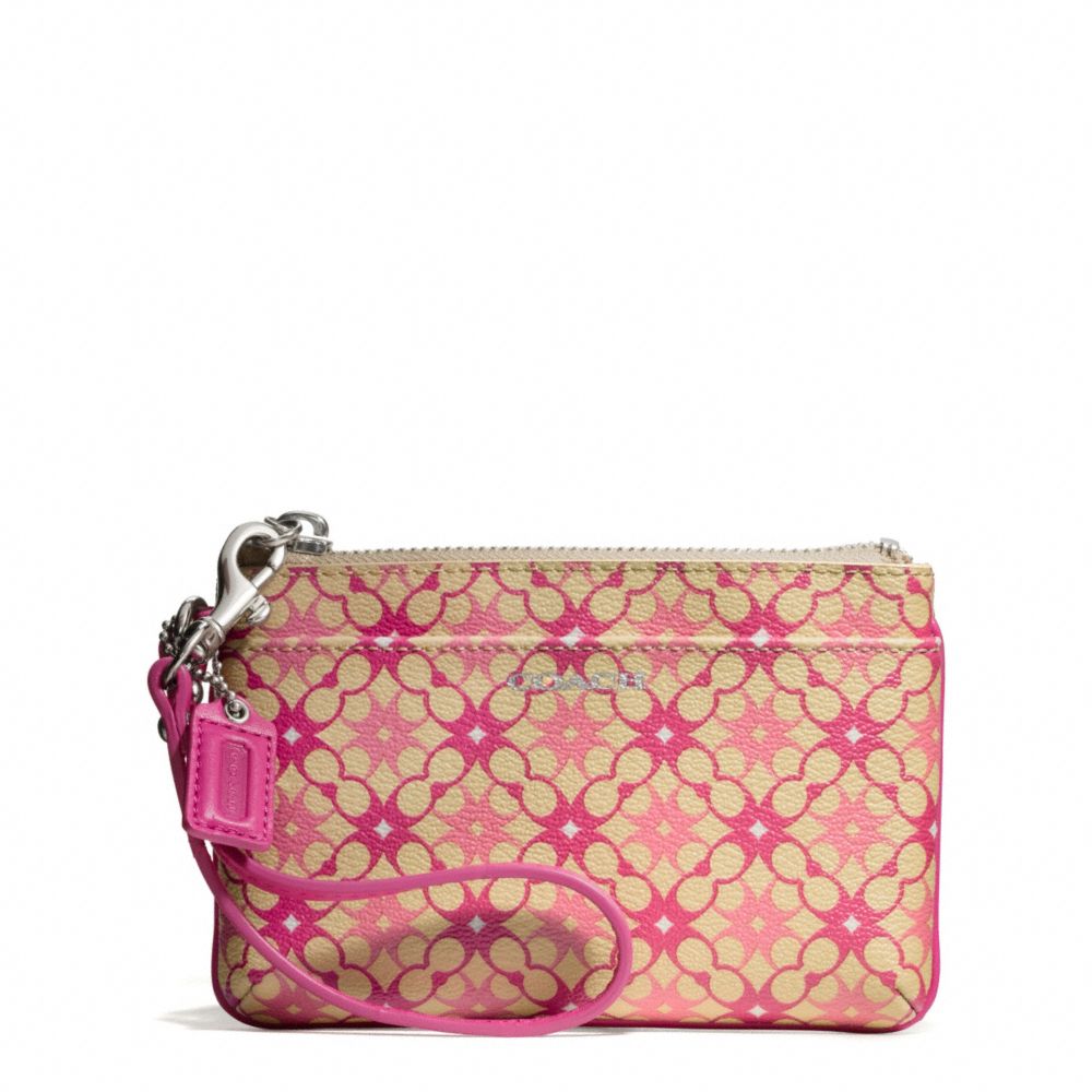 WAVERLY SIGNATURE COATED CANVAS SMALL WRISTLET - SILVER/KHAKI/MAGENTA - COACH F50480