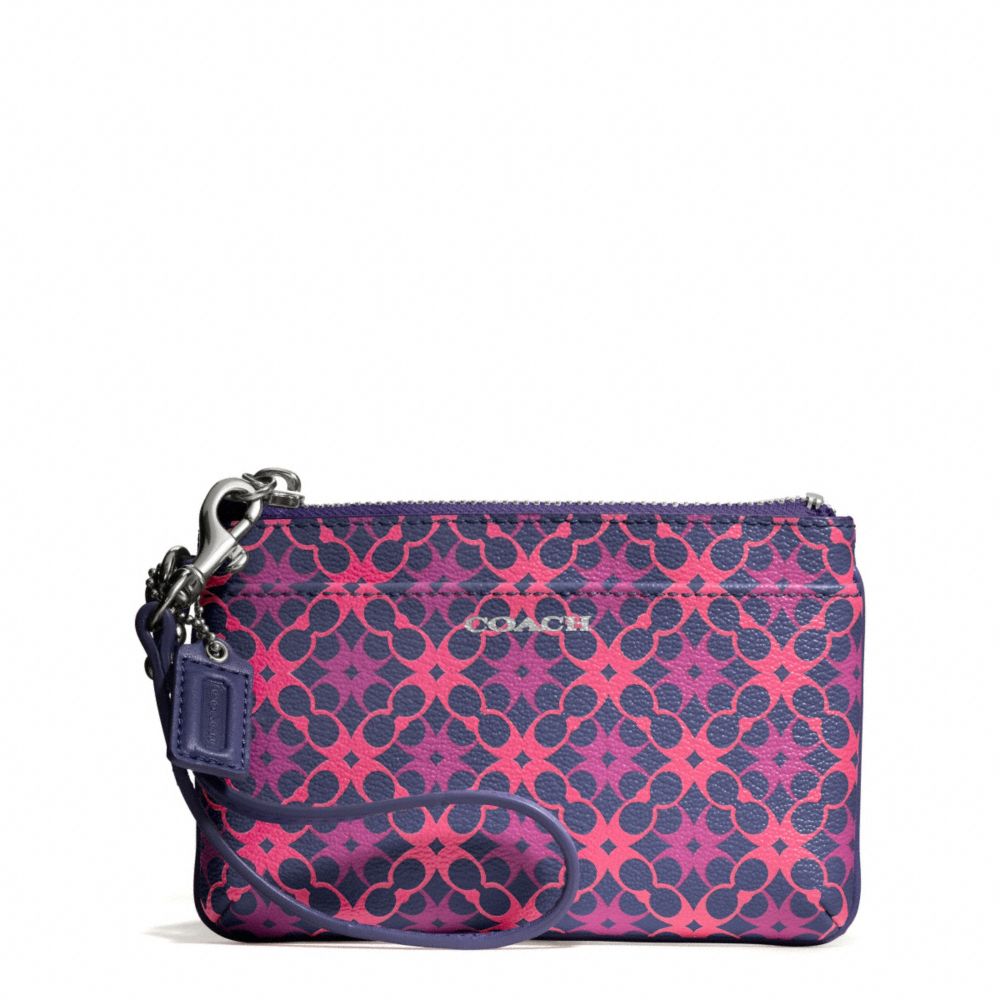 WAVERLY SIGNATURE COATED CANVAS SMALL WRISTLET - SILVER/NAVY/PINK - COACH F50480