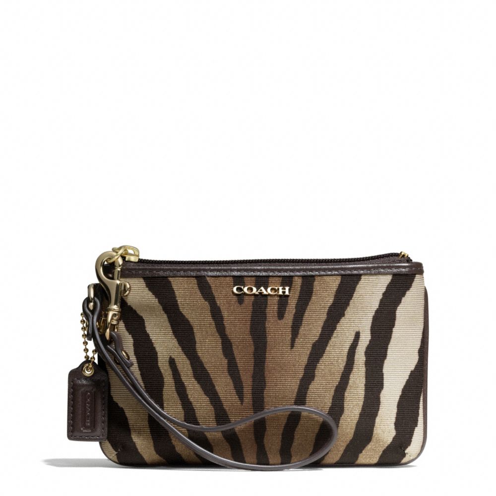 COACH MADISON ZEBRA PRINT SMALL WRISTLET - LIGHT GOLD/BROWN MULTI - f50489