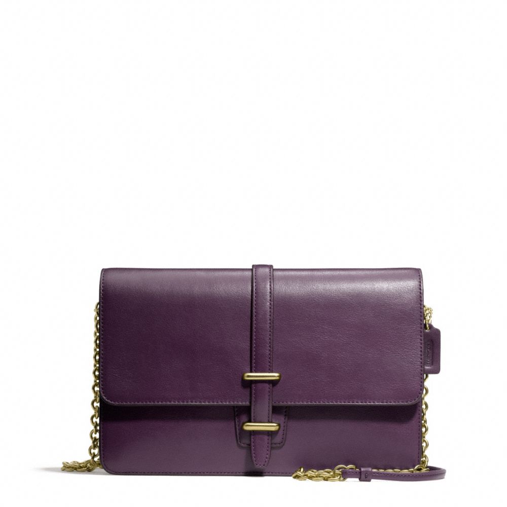 LEATHER SLIM CLUTCH - f50509 - BRASS/BLACK VIOLET