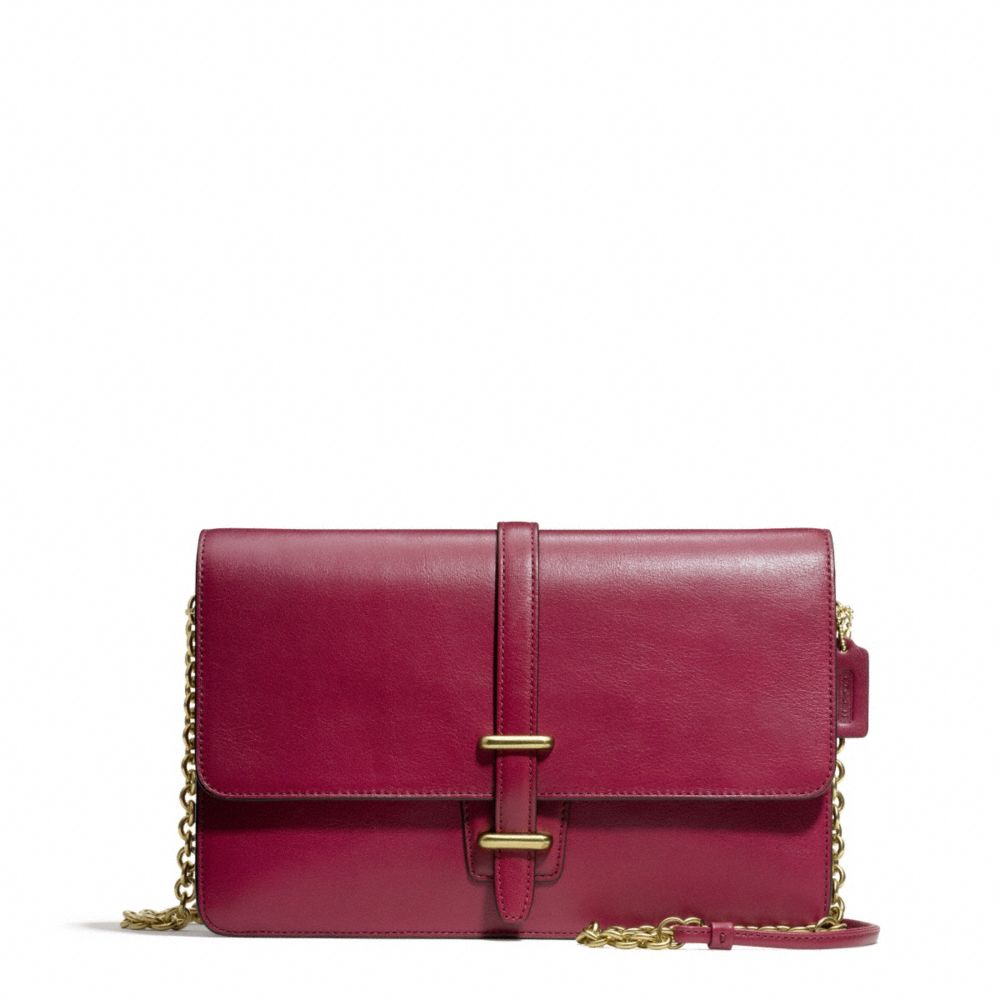 LEATHER SLIM CLUTCH - f50509 - BRASS/DEEP PORT