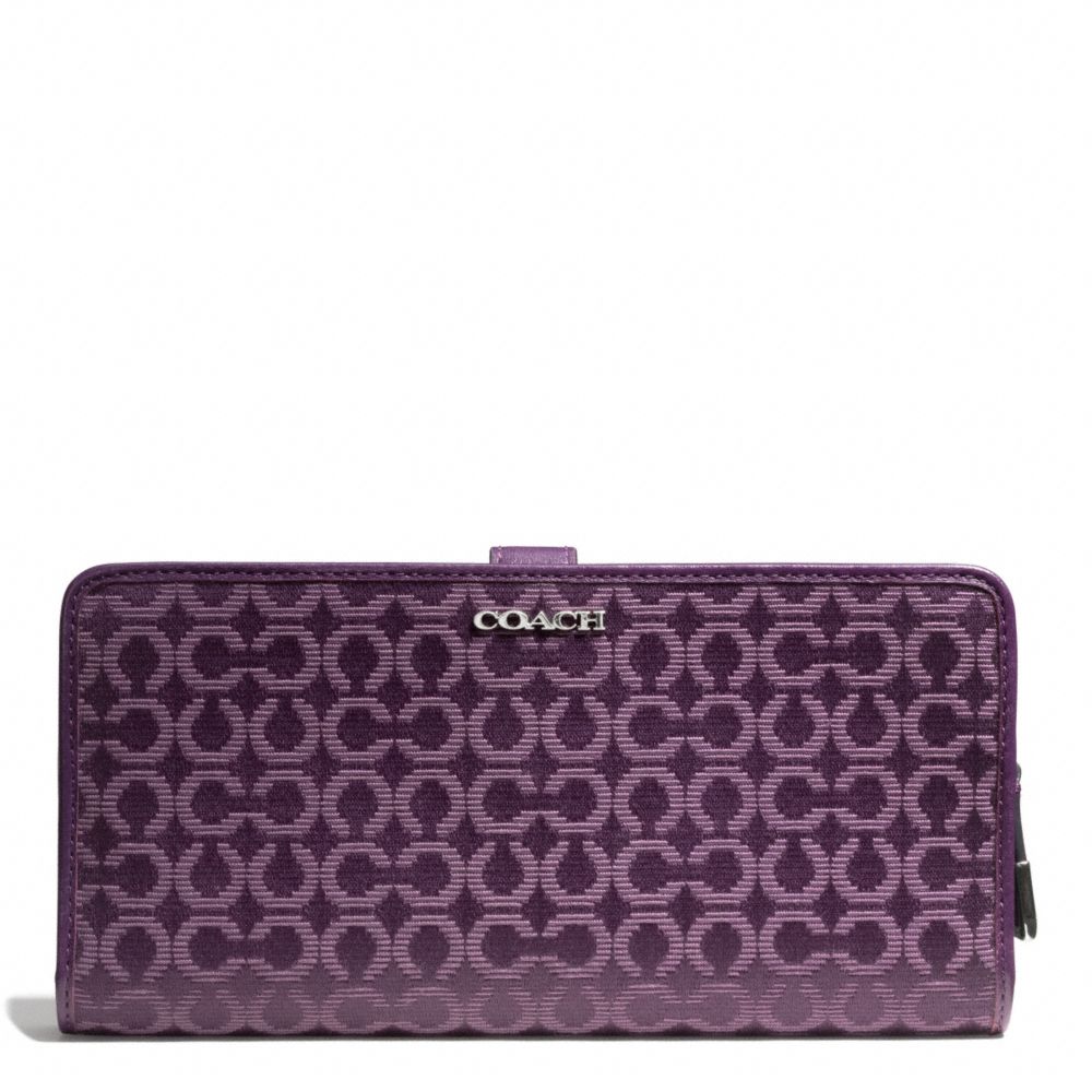MADISON NEEDLEPOINT OP ART FABRIC SKINNY WALLET - SILVER/BLACK VIOLET - COACH F50520
