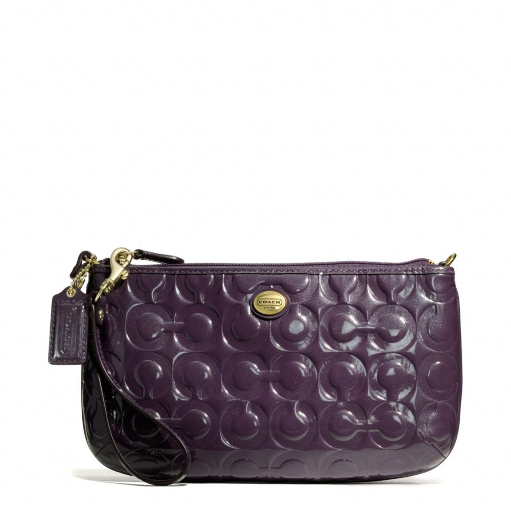 COACH PEYTON OP ART EMBOSSED PATENT LARGE WRISTLET - BRASS/PURPLE - f50539