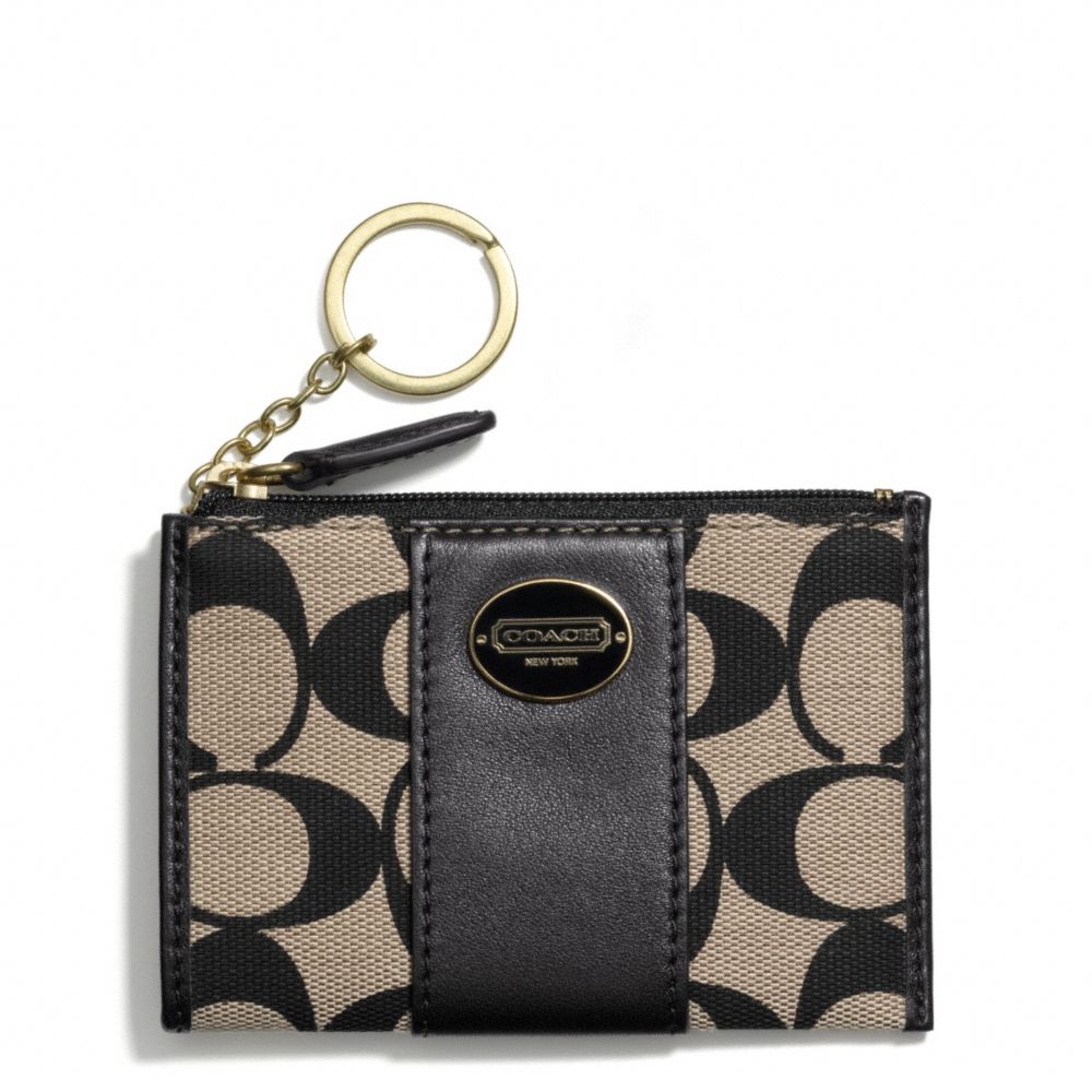 COACH PRINTED SIGNATURE FABRIC MINI SKINNY - BRASS/KHAKI BLACK/BLACK - f50557