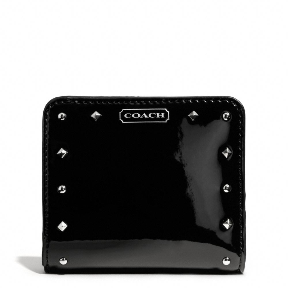 COACH F50574 Studded Liquid Gloss Small Wallet SILVER/BLACK