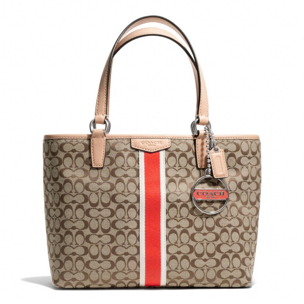 COACH F50649 - SIGNATURE STRIPE 6CM TOP HANDLE TOTE ONE-COLOR