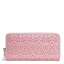 COACH F50673 Taylor Eyelet Leather Accordion Zip SILVER/PINK TULLE