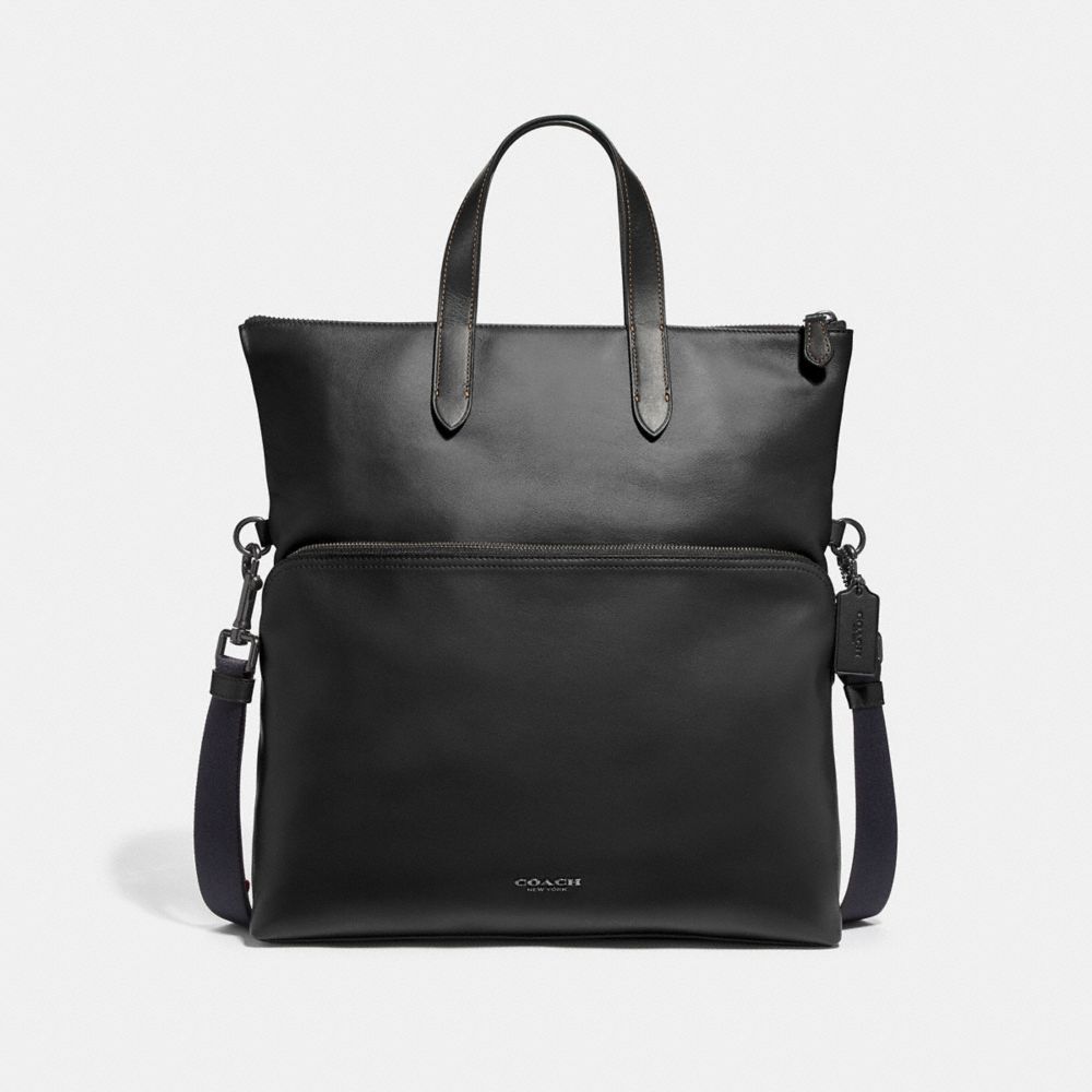 COACH F50712 GRAHAM FOLDOVER TOTE BLACK BLACK ANTIQUE NICKEL