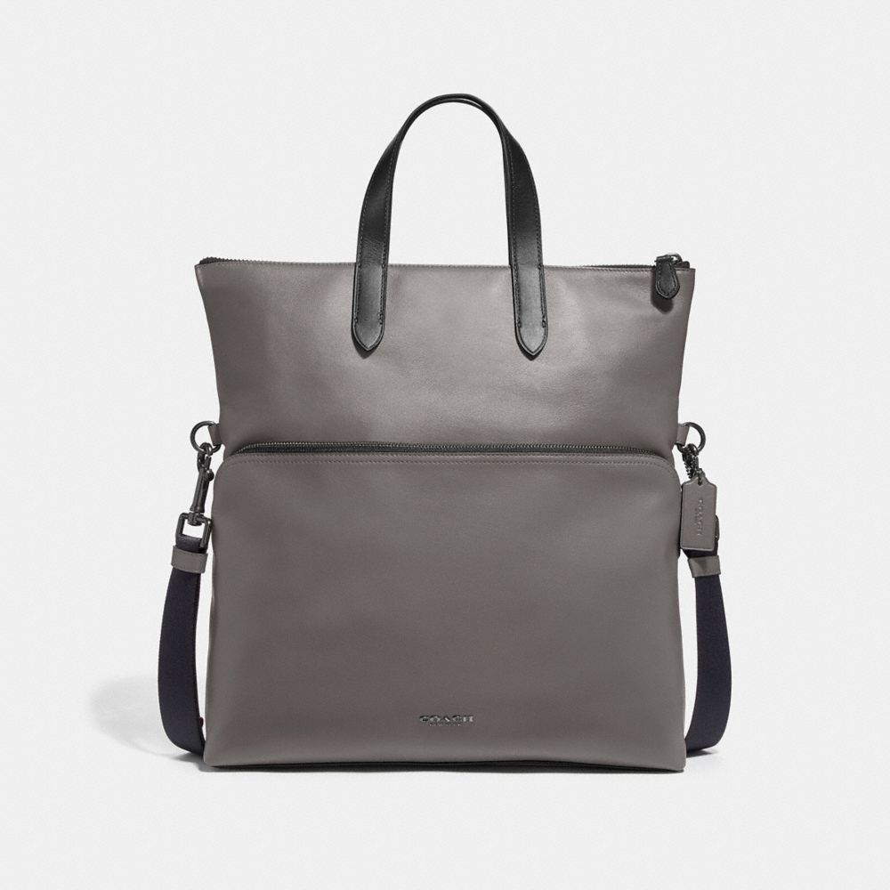 GRAHAM FOLDOVER TOTE - F50712 - HEATHER GREY/BLACK ANTIQUE NICKEL