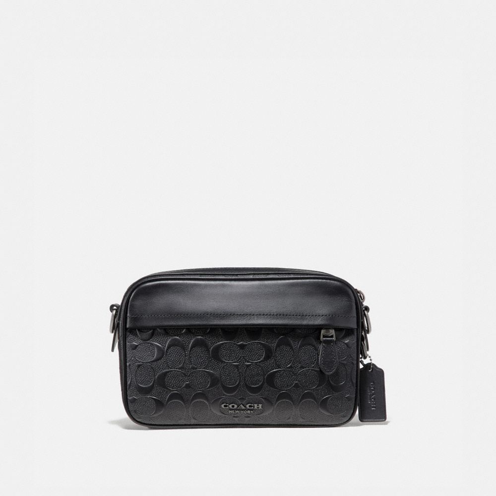 GRAHAM CROSSBODY IN SIGNATURE LEATHER - F50713 - BLACK/BLACK ANTIQUE NICKEL