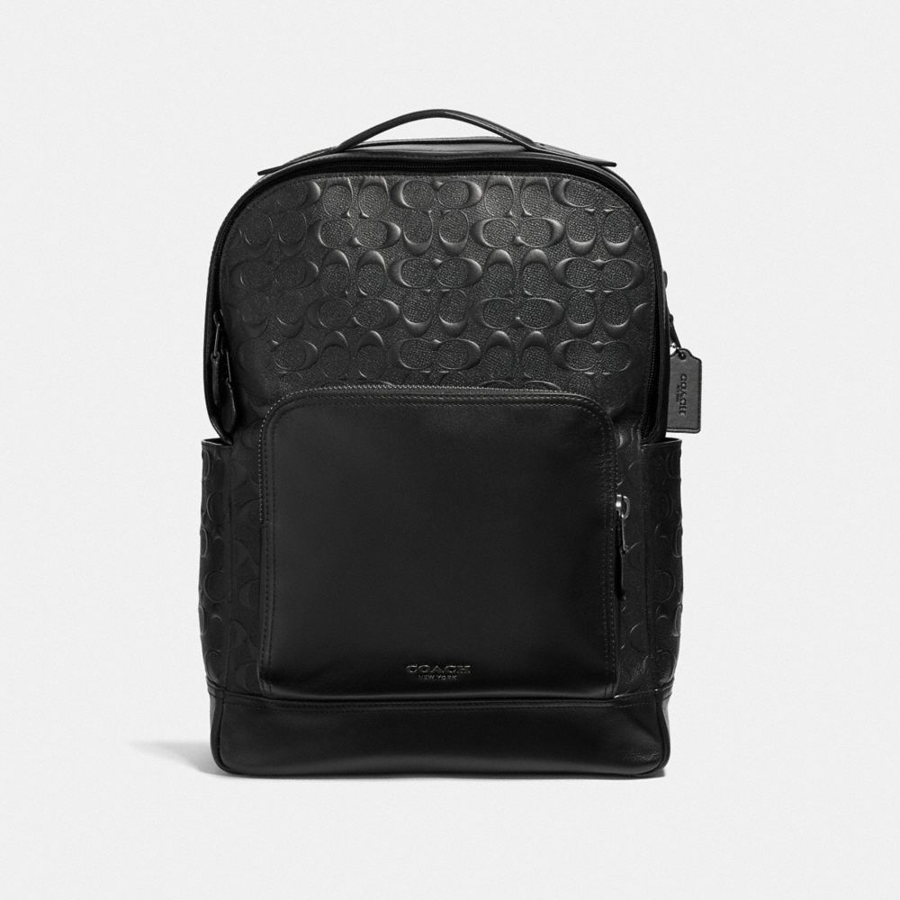 COACH F50719 - GRAHAM BACKPACK IN SIGNATURE LEATHER BLACK/BLACK ANTIQUE NICKEL