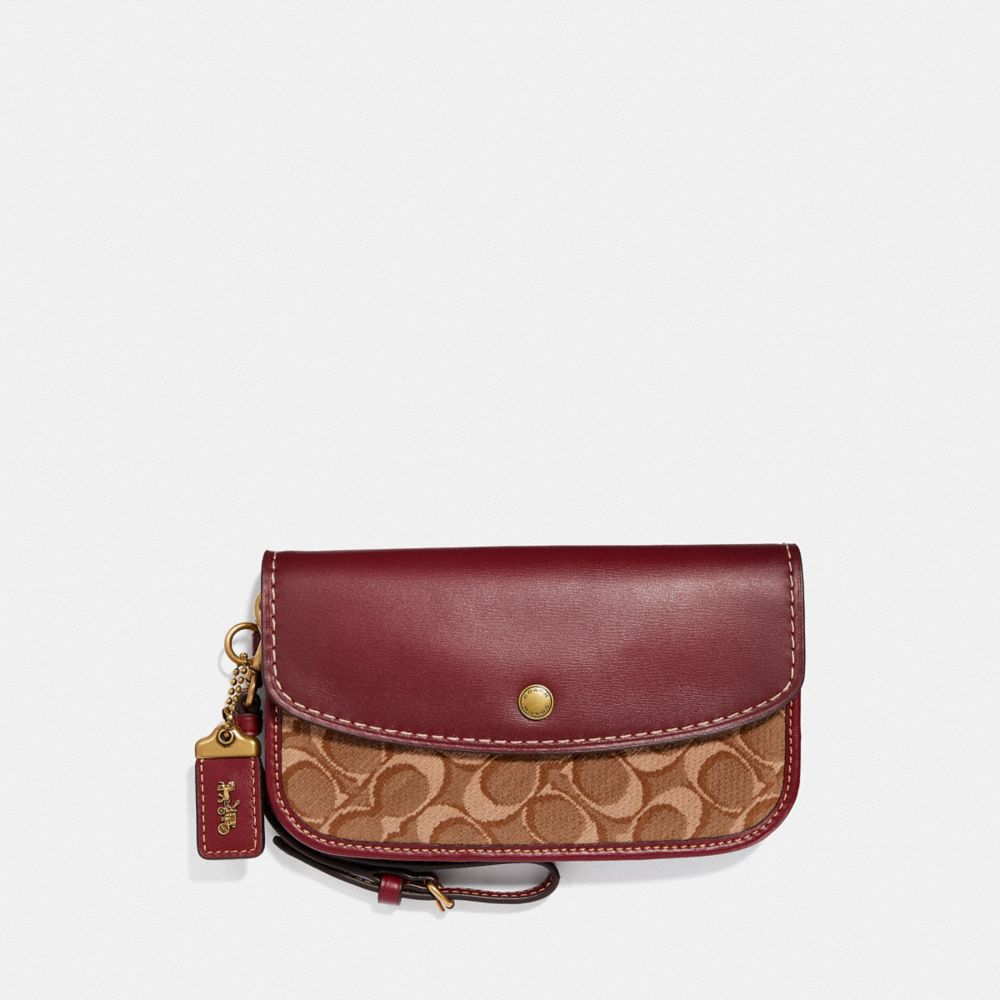 COACH CLUTCH IN SIGNATURE JACQUARD - B4/TAN SCARLET - F50725