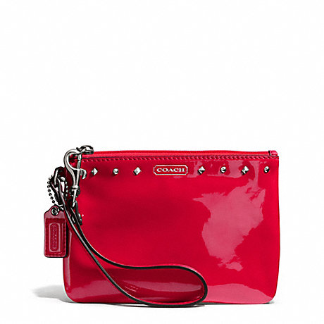 COACH F50729 STUDDED LIQUID GLOSS SMALL WRISTLET SILVER/RED