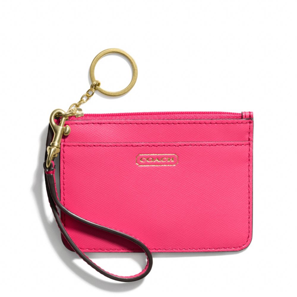 COACH DARCY ID SKINNY IN LEATHER - BRASS/POMEGRANATE - f50735