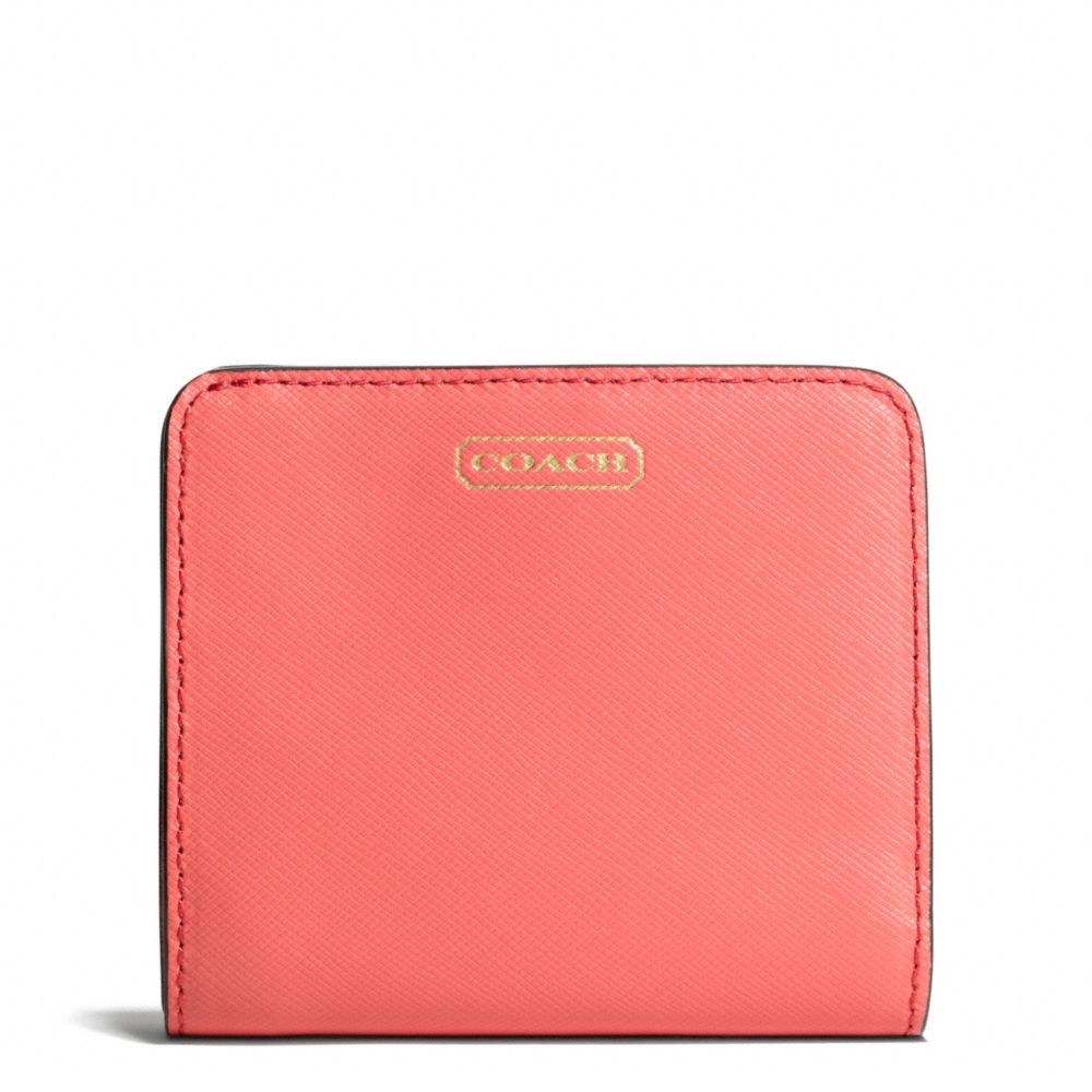 COACH F50780 Darcy Leather Small Wallet BRASS/CORAL
