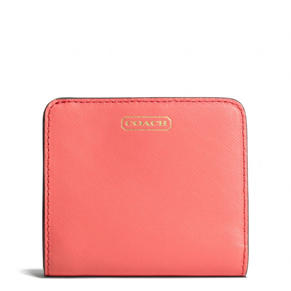 COACH F50780 DARCY LEATHER SMALL WALLET BRASS/CORAL