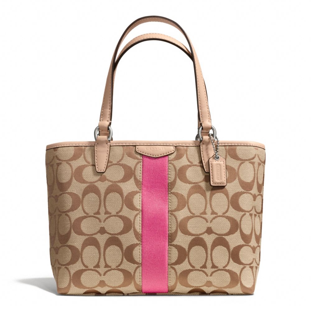 COACH F50792 - SIGNATURE STRIPE 12CM TOP HANDLE TOTE ONE-COLOR