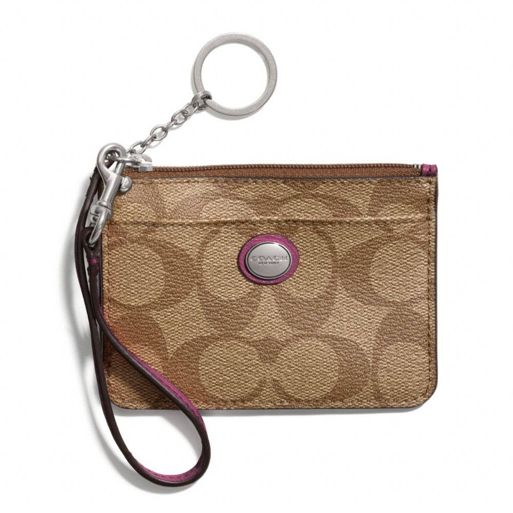 COACH PEYTON SIGNATURE ID SKINNY - SILVER/KHAKI/MERLOT - f50795