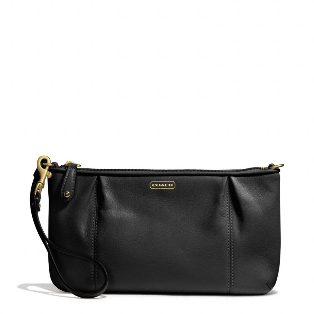 CAMPBELL LEATHER LARGE WRISTLET - BRASS/BLACK - COACH F50796