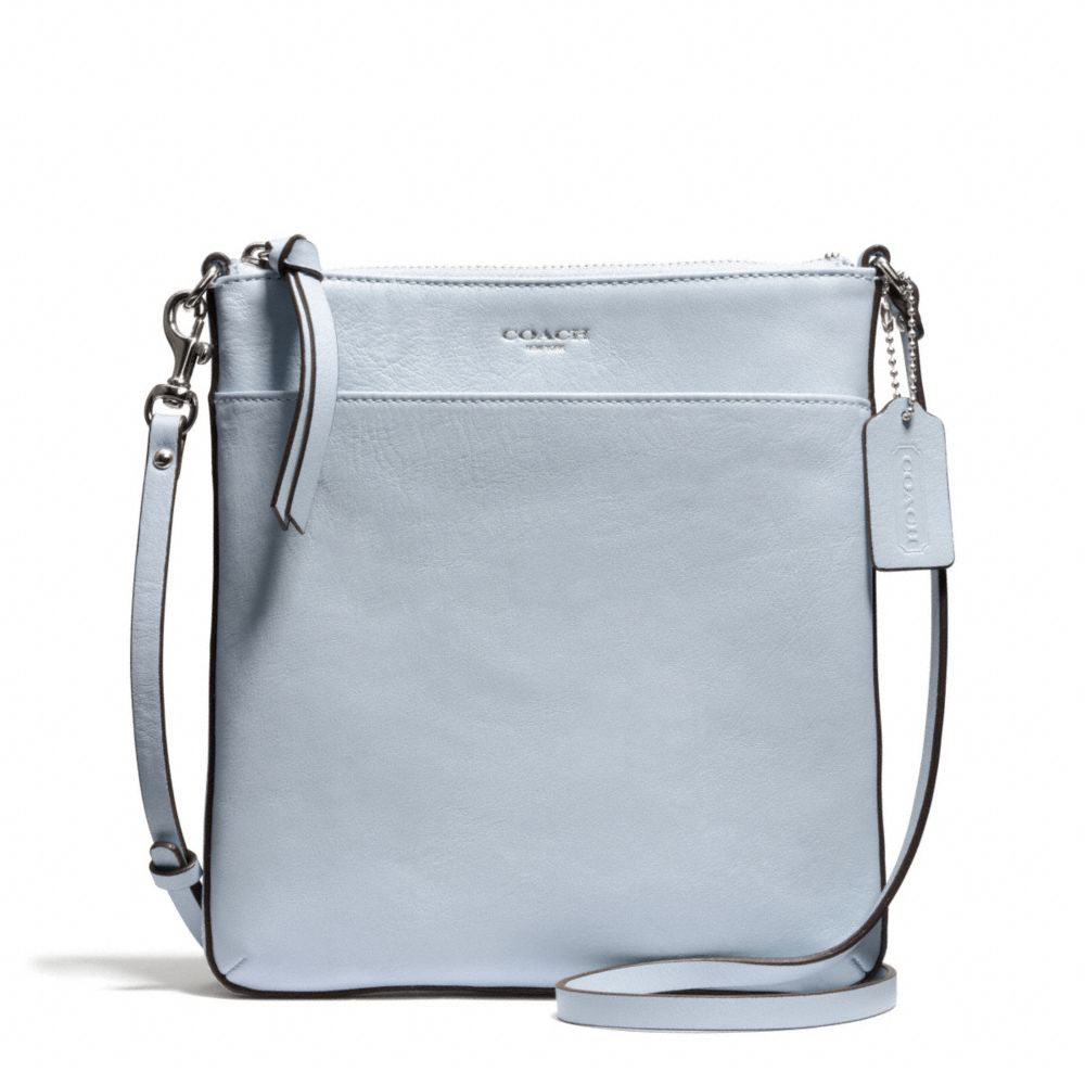 BLEECKER LEATHER NORTH/SOUTH SWINGPACK - f50805 - SILVER/POWDER BLUE