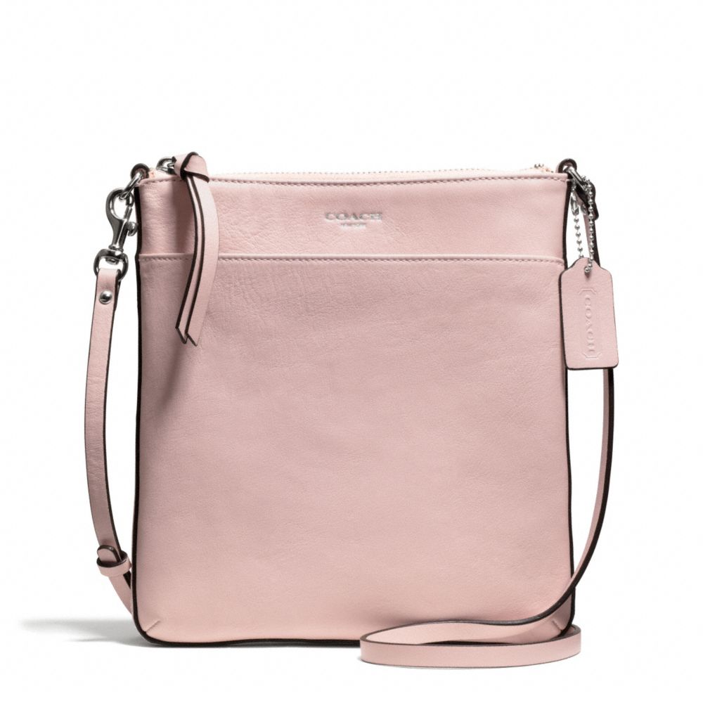 BLEECKER LEATHER NORTH/SOUTH SWINGPACK - SILVER/PEACH ROSE - COACH F50805