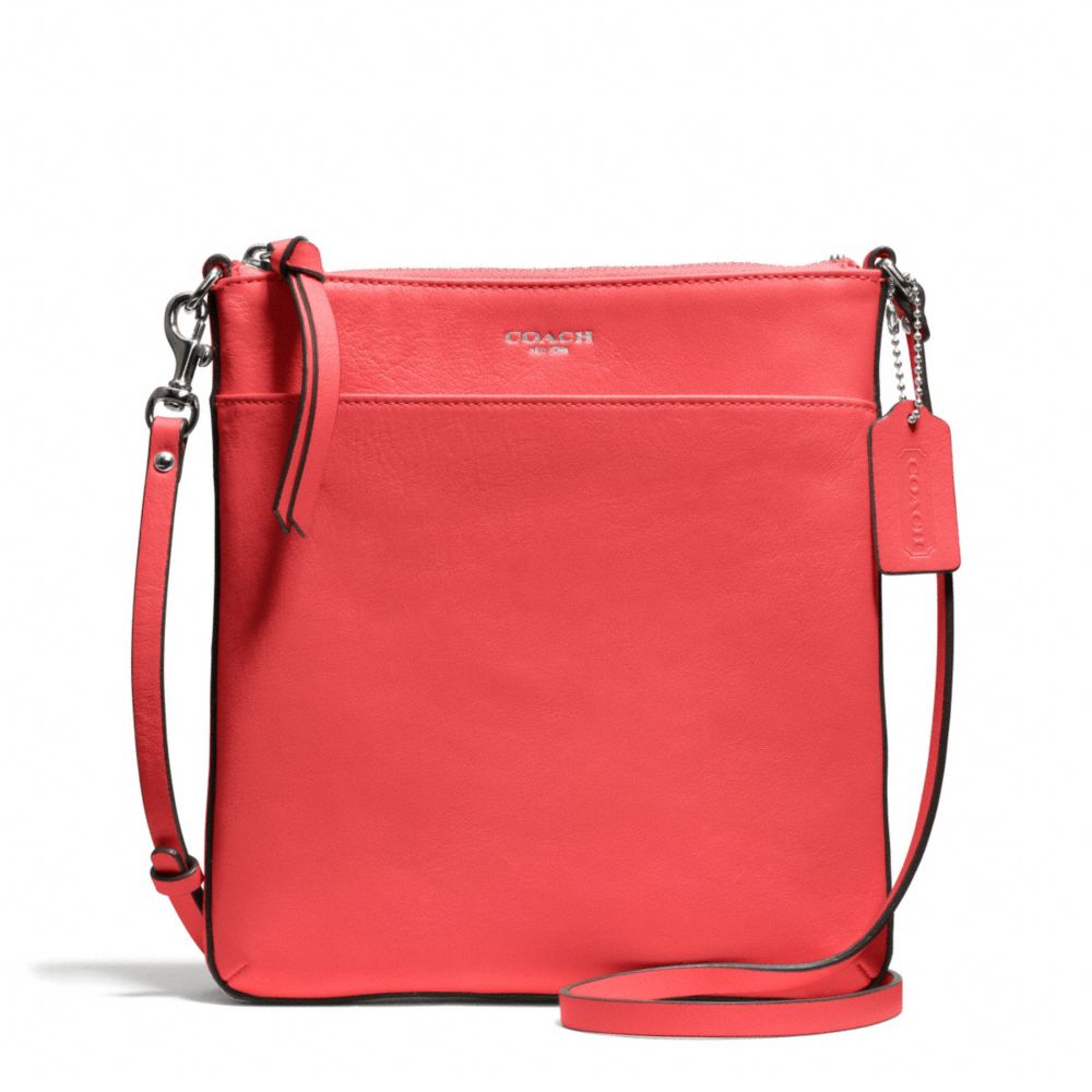 COACH BLEECKER LEATHER NORTH/SOUTH SWINGPACK - SILVER/LOVE RED - f50805