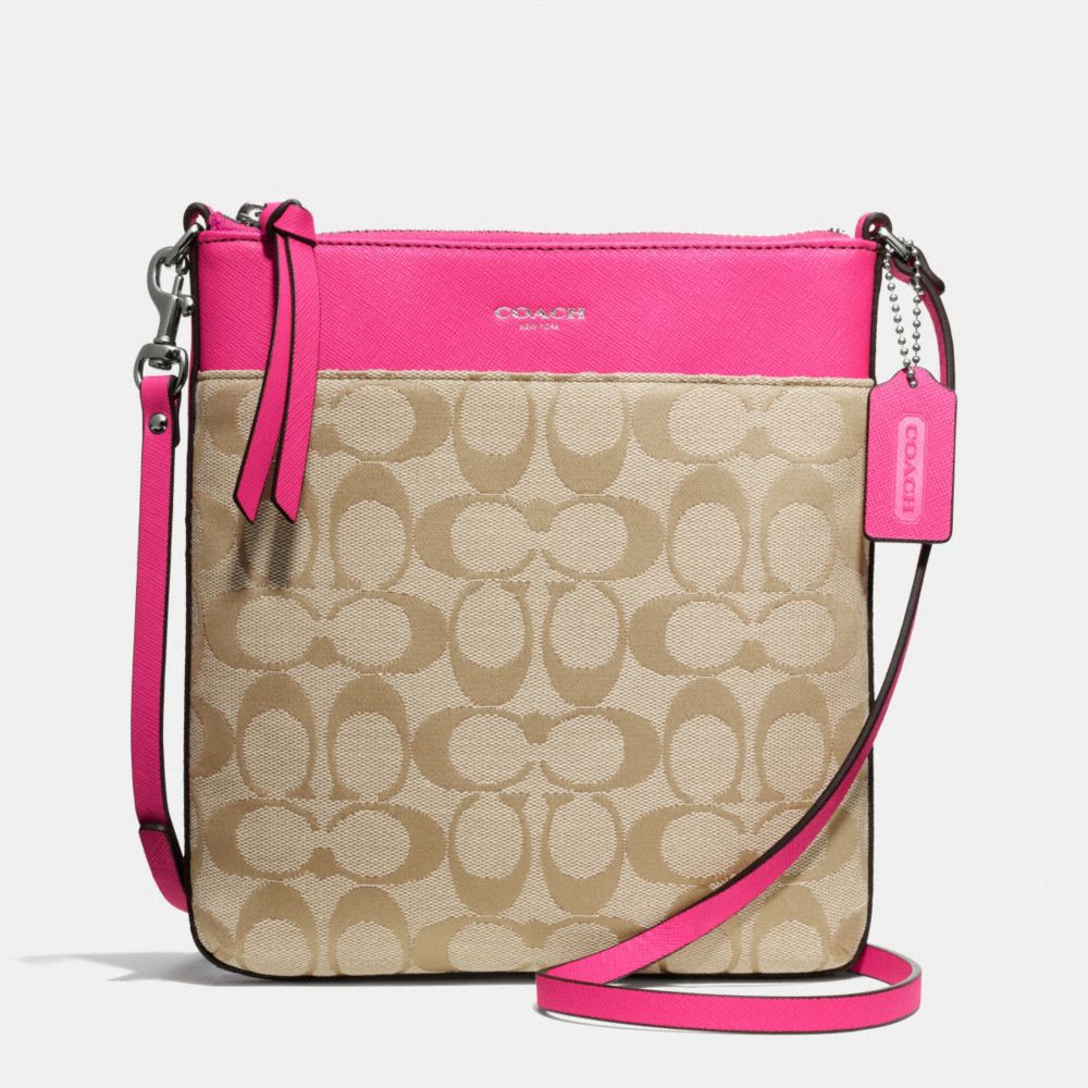 SIGNATURE NORTH/SOUTH SWINGPACK - COACH F50808 -  SILVER/LIGHT KHAKI/PINK RUBY