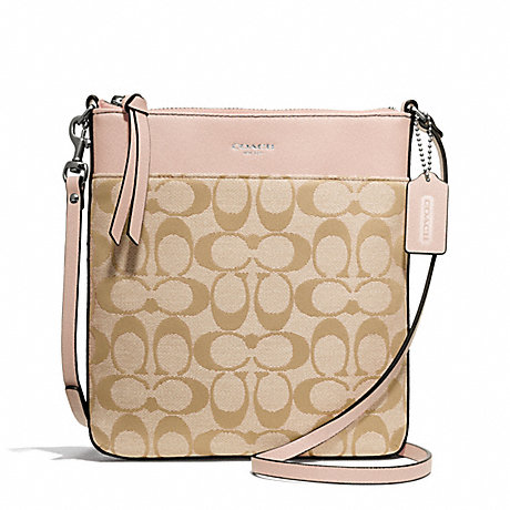 COACH SIGNATURE NORTH/SOUTH SWINGPACK - SILVER/LT KHAKI/PEACH ROSE - f50808