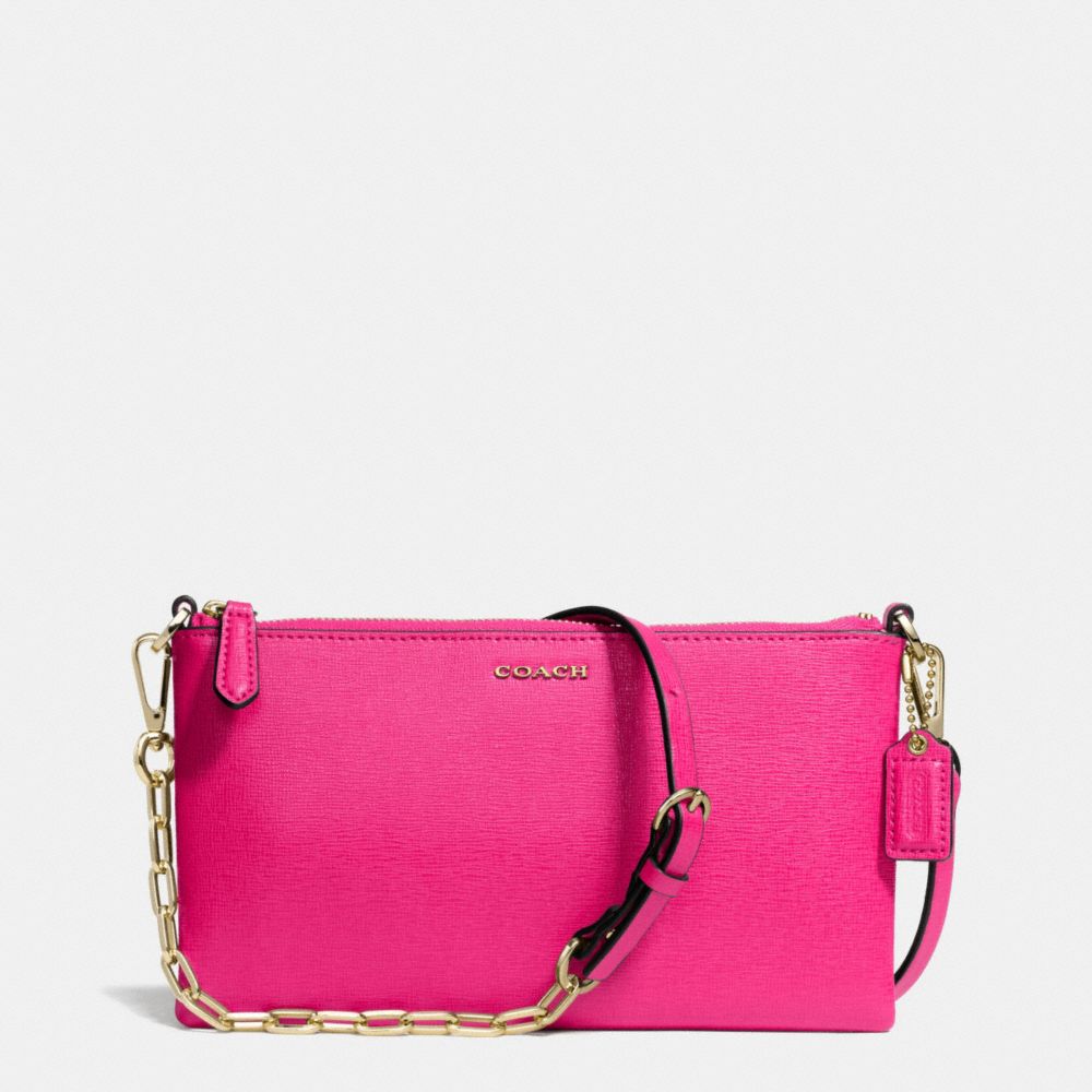 COACH F50839 KYLIE CROSSBODY IN SAFFIANO LEATHER -LIGHT-GOLD/PINK-RUBY