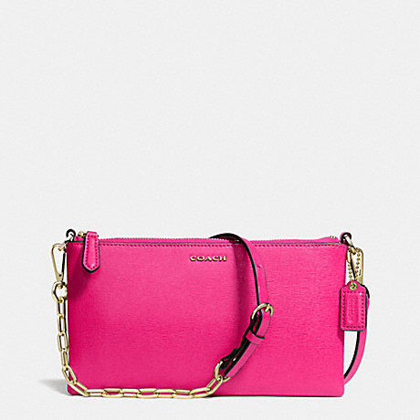 COACH F50839 KYLIE CROSSBODY IN SAFFIANO LEATHER -LIGHT-GOLD/PINK-RUBY