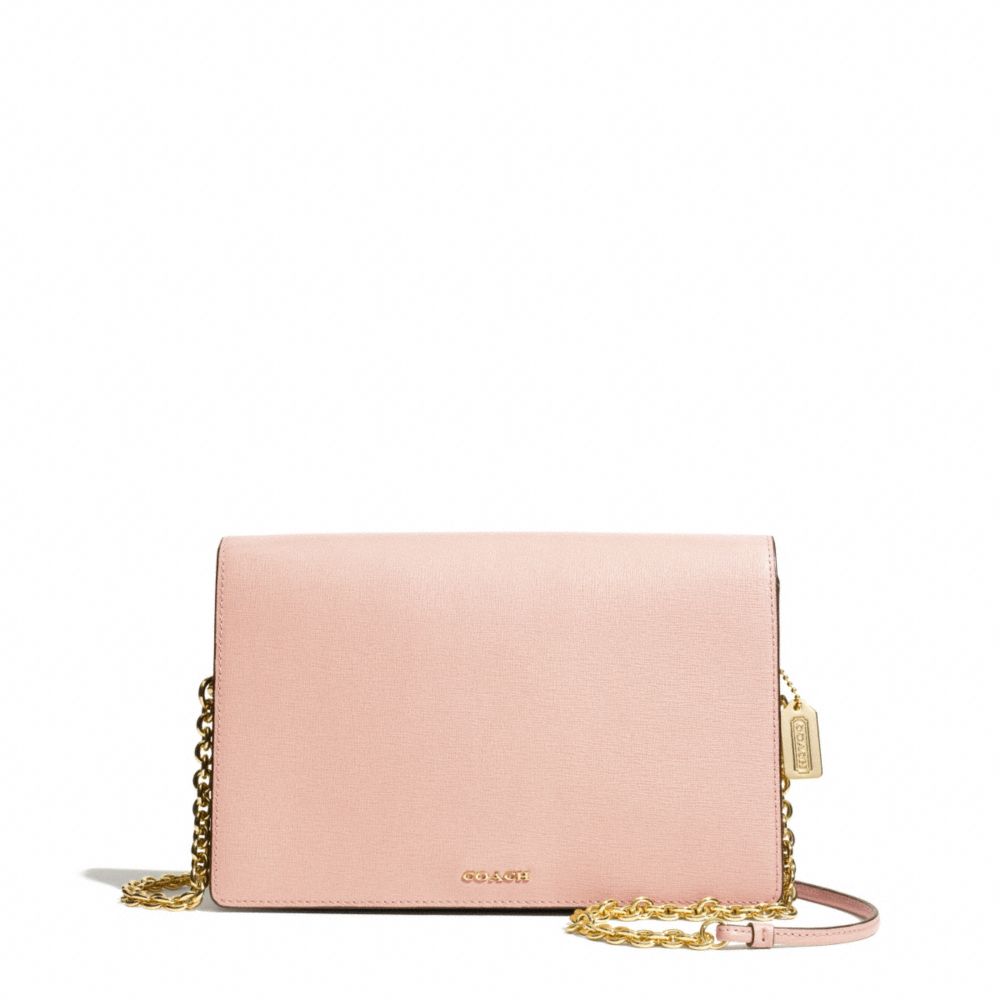 SAFFIANO LEATHER SLIM CLUTCH - f50842 - LIGHT GOLD/PEACH ROSE