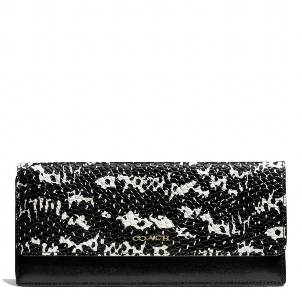 COACH MADISON TWO TONE PYTHON EMBOSSED SOFT WALLET - LIGHT GOLD/BLACK - f50846