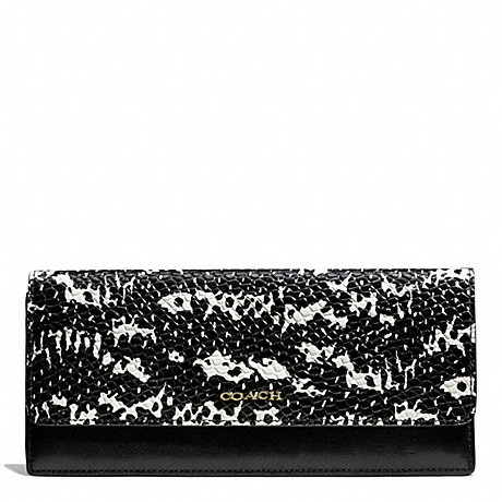 COACH f50846 MADISON TWO TONE PYTHON EMBOSSED SOFT WALLET LIGHT GOLD/BLACK