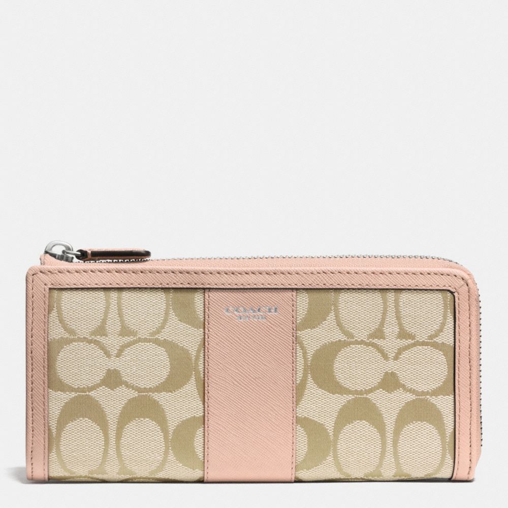 COACH SLIM ZIP WALLET IN SIGNATURE - SILVER/LT KHAKI/PEACH ROSE - f50852