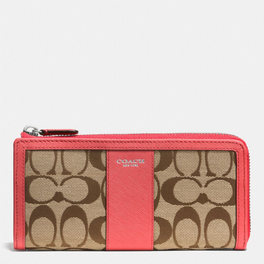 SLIM ZIP WALLET IN SIGNATURE - SILVER/KHAKI/LOVE RED - COACH F50852