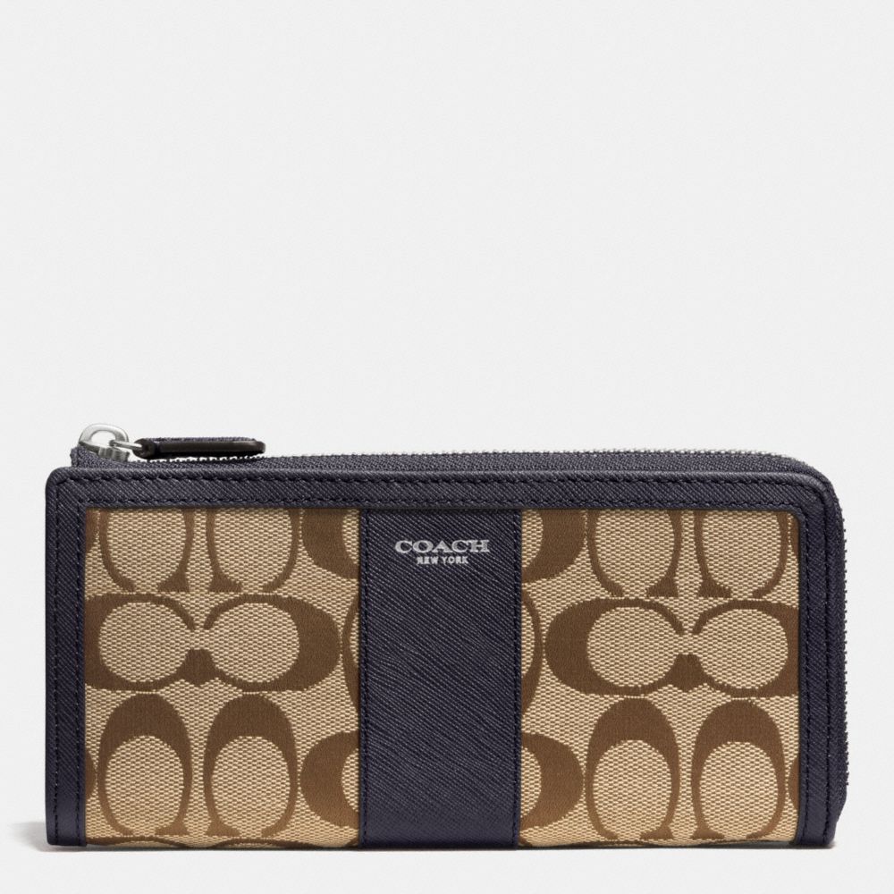 COACH LEGACY SLIM ZIP WALLET IN SIGNATURE FABRIC -  SILVER/KHAKI/ULTRA NAVY - f50852